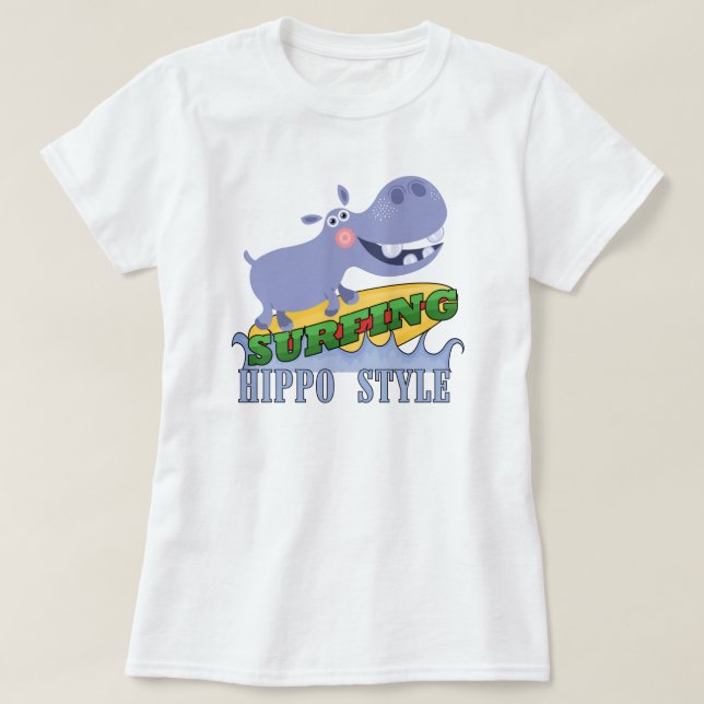 T-shirt Hippopotame de surfer (Design devant)