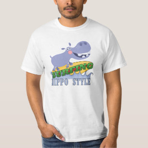 T-shirt Hippopotame de surfer