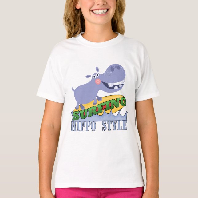 T-shirt Hippopotame de surfer (Devant)