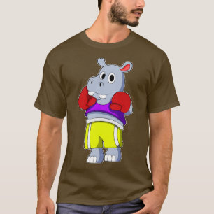 T-shirt Hippopotame en boxeur avec gants de boxe