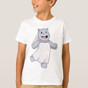 T-shirt Hippopotame en mariée avec voile