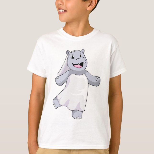 T-shirt Hippopotame en mariée avec voile (Devant)