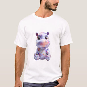 T-shirt Hippopotame Galaxie Éclaboussure Aquarelle Pastel 