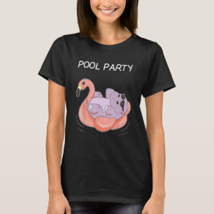 T-shirt Hippopotamus Flamant rose Flotte de la fête de la 