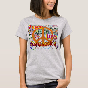 T-shirt Hipster Collage Peace Love Compassion