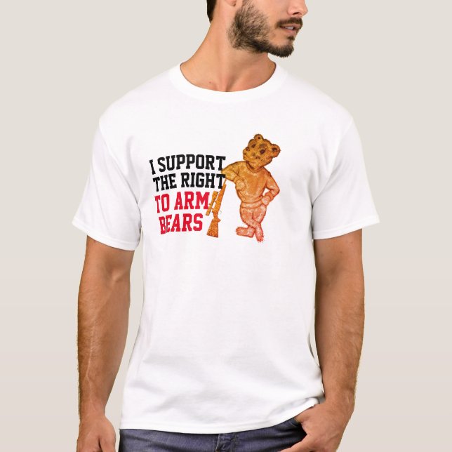 T-shirt Hipster I Support Right Arm Bears drôle (Devant)