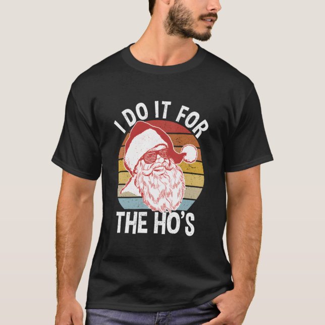 T-shirt Hipster Père Noël Je Le Fais Pour Le Ho'S (Devant)