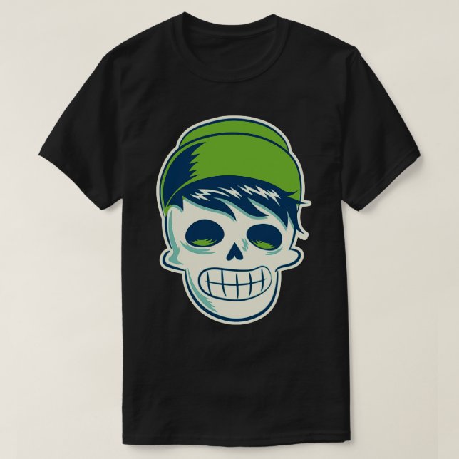 T-shirt Hipster Skeleton avec Beanie (Design devant)