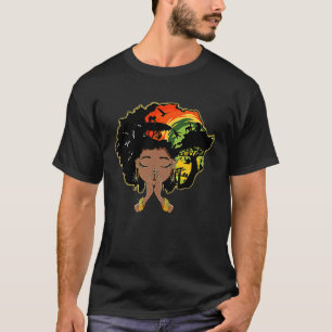 T-shirt Histoire noire Afro Femme Priant Dieu Melanin Rein