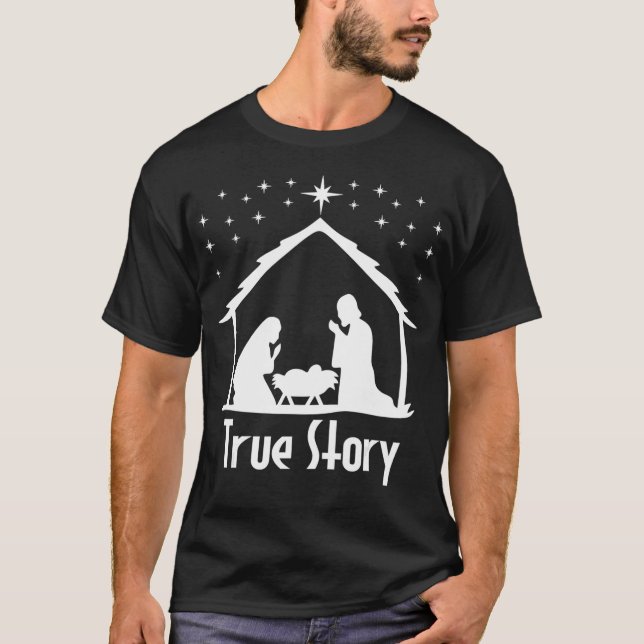 T-shirt Histoire vraie de Jésus Nativité Nativité Noël Rel (Devant)