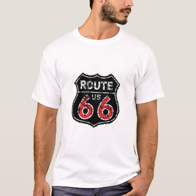 T-shirt historique de signe d'itinéraire de route (Devant)