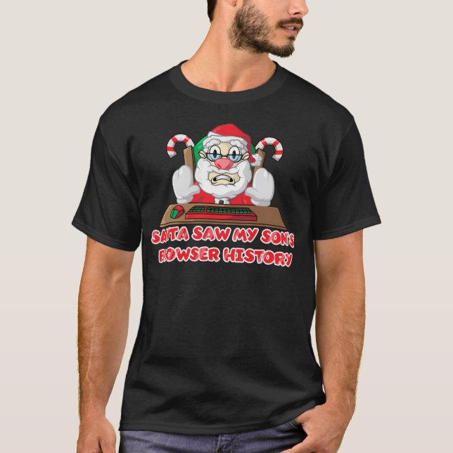 T-shirt Historique du navigateur Internet du Père Noël - S (Devant)