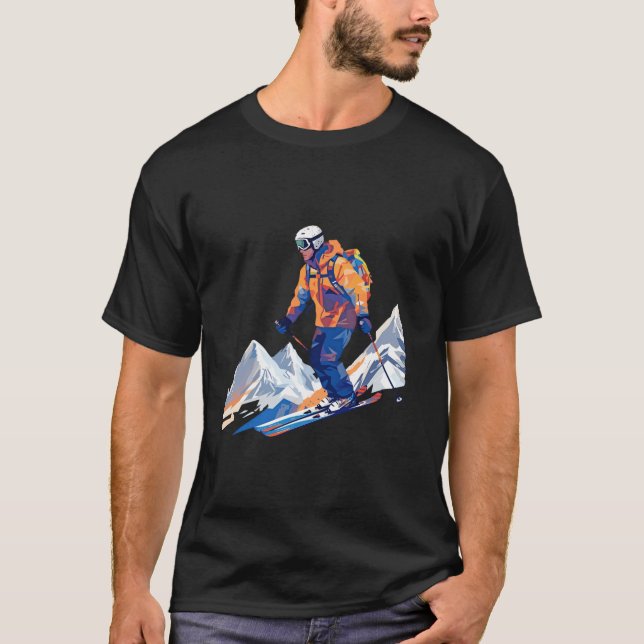 T-shirt Hiver Ski Mountain Fun Voyage découverte (Devant)