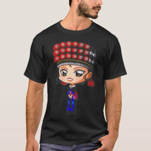 T-shirt Hmong Asiatique Américain Chibi Fille Hmong Costum