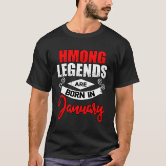 T-shirt Hmong Hmoob Janvier Anniversaire Tee Cadeau