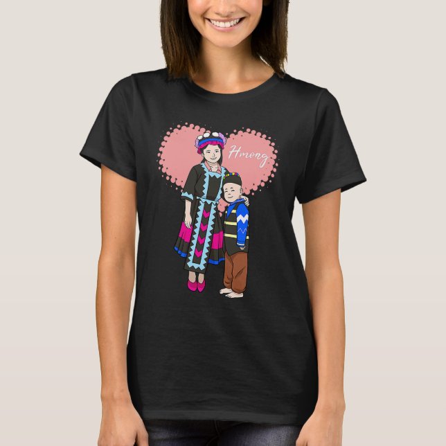 T-shirt Hmong Miao Hmoob Fille Frères Soeurs de garçons Pr (Devant)