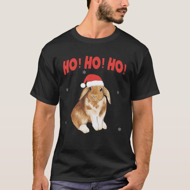T-shirt HO Cubed Cute Bunny Rabbit Santa (Devant)