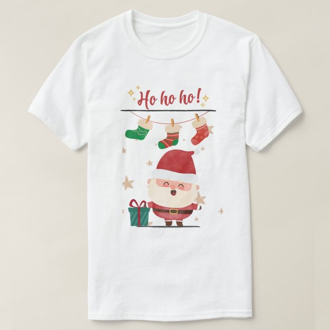 T-shirt Ho Ho Happy Père Noël Holiday Tee (Design devant)