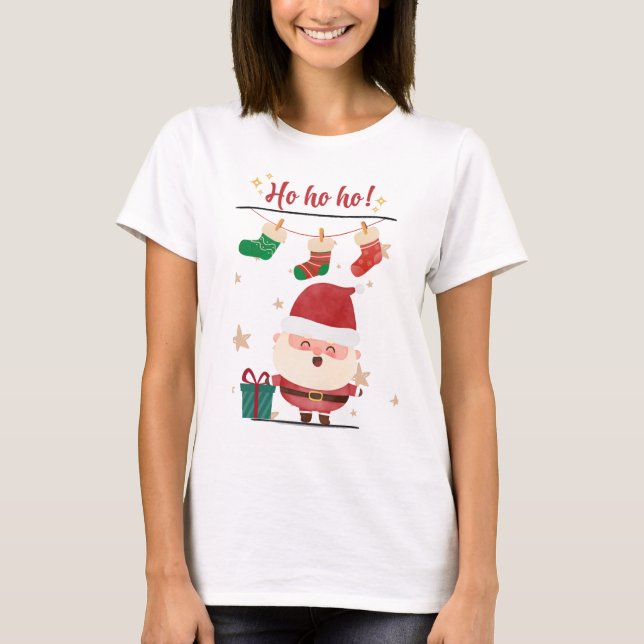 T-shirt Ho Ho Happy Père Noël Holiday Tee (Devant)
