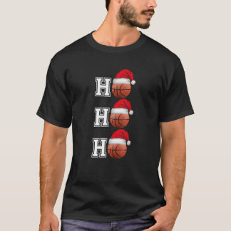 T-shirt Ho Ho Ho Basketball Santa Hat T Shirt Christmas Gi