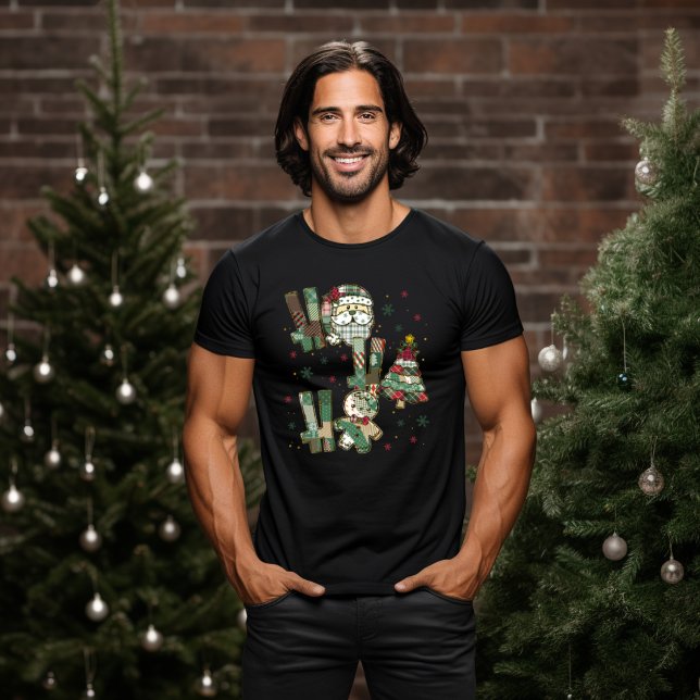 T-shirt Ho Ho Ho Christmas Festive Patchwork (Créateur téléchargé)
