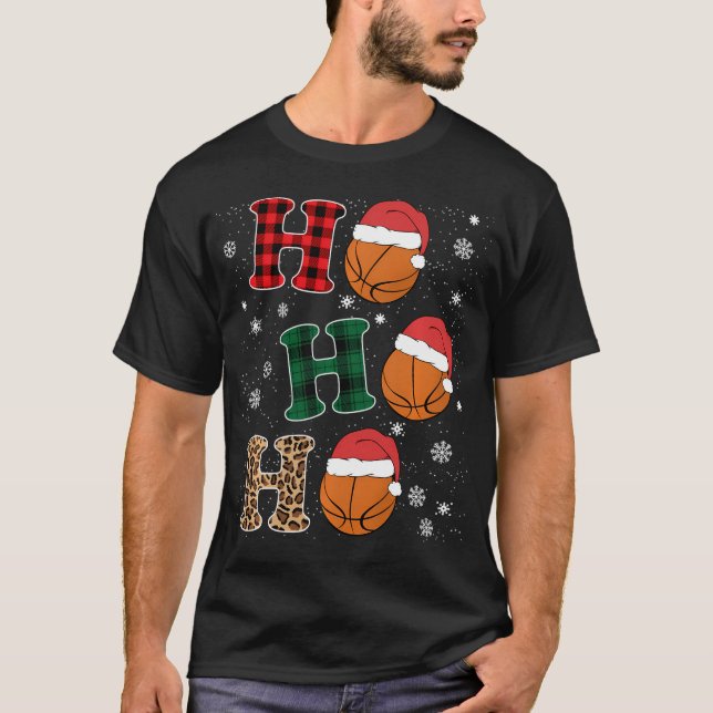 T-shirt Ho Ho Ho Funny Père Noël Amateurs de basket-ball C (Devant)