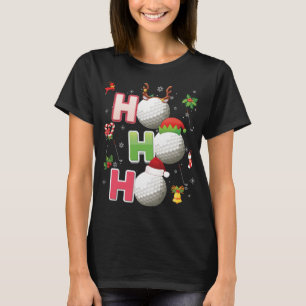 T-shirt Ho Ho Ho Golf Ball Christmas Père Noël Elf Reindee