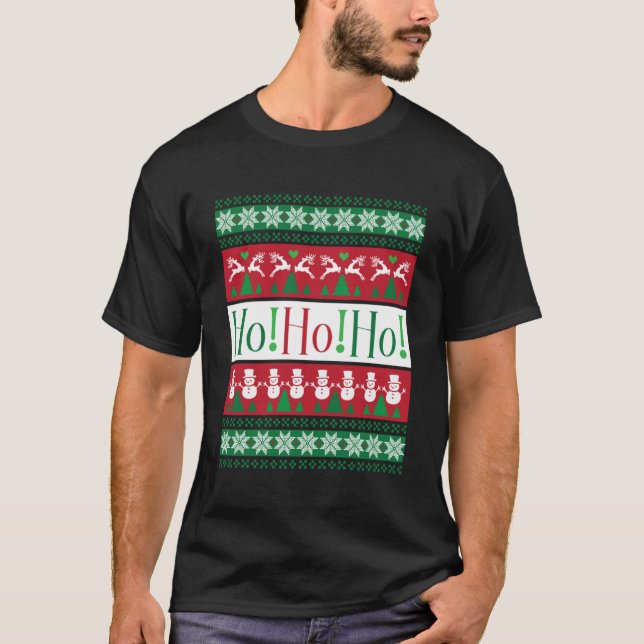 T-shirt Ho ! Ho ! Ho ! Ho ! Chandail de Noël moche Hommes  (Devant)