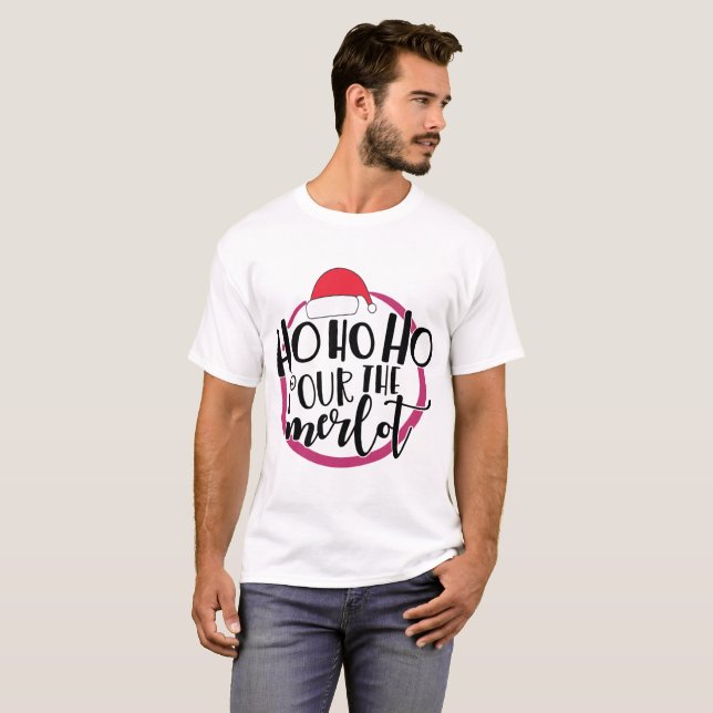 T-shirt HO HO HO HO HO Pour Le Merlot (Devant entier)