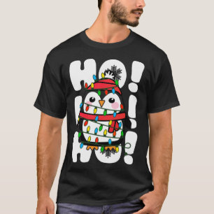 T-shirt Ho Ho Ho Les lumières de Noël mignonne Penguin