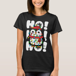 T-shirt Ho Ho Ho Les lumières de Noël mignonne Penguin
