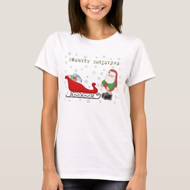 T-shirt Ho Ho Ho Noël Santa Sleigh de pays (Devant)