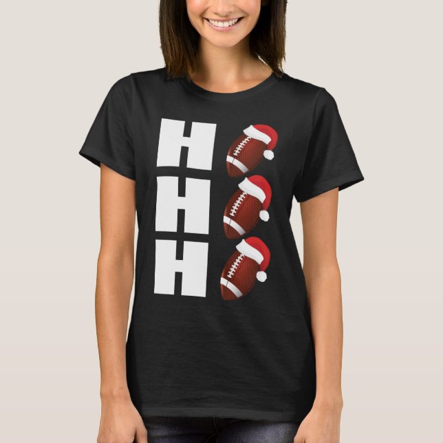 T-shirt HO HO HO Santa Hat Funny Football Noël (Devant)