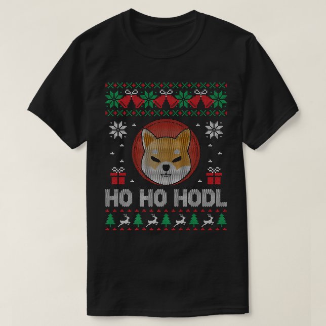 T-shirt Ho Ho Hodl Shiba Inu Token SHIB VilB Noël Vilain (Design devant)