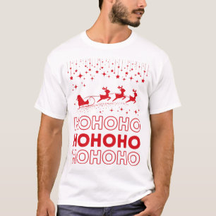 T-shirt Ho Ho Santa Claus Sleigh Reindees de Noël