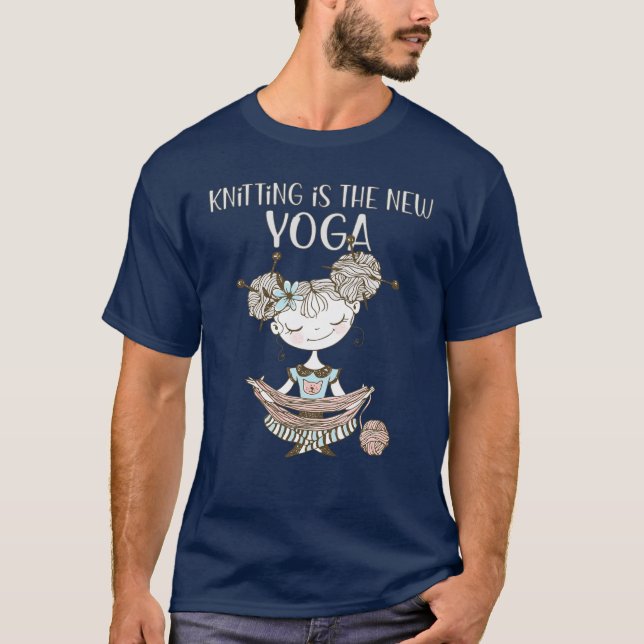 T-shirt Hobby Tricot est le nouveau Yoga Knittingfan (Devant)