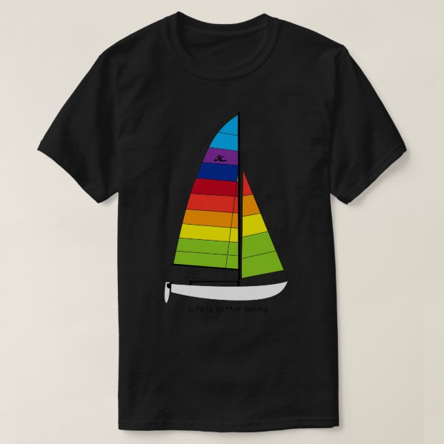 T-shirt Hobie 16 Catamaran Vie de voilier est meilleure vo (Design devant)