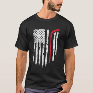 T-shirt Hockey Américain Drapeau Hockey Hommes Femmes Ame