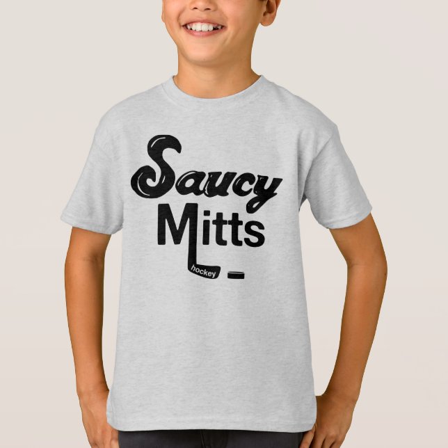 T-shirt Hockey hardi de gants d'enfants (Devant)