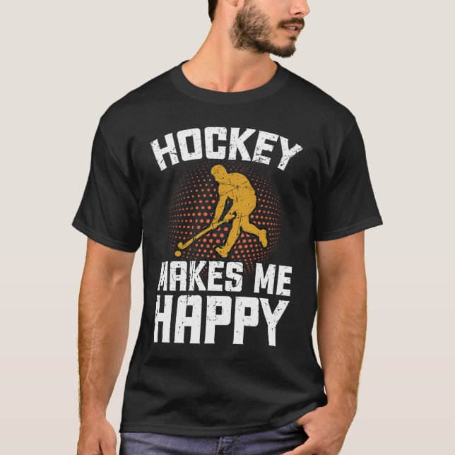 T-shirt Hockey Makes Me Happy Ice Hockey Frisbee  1 (Devant)