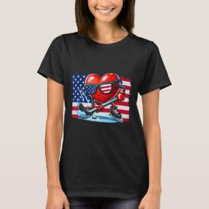 T-shirt Hockey Saint-Valentin Valentin Drapeau Américain U