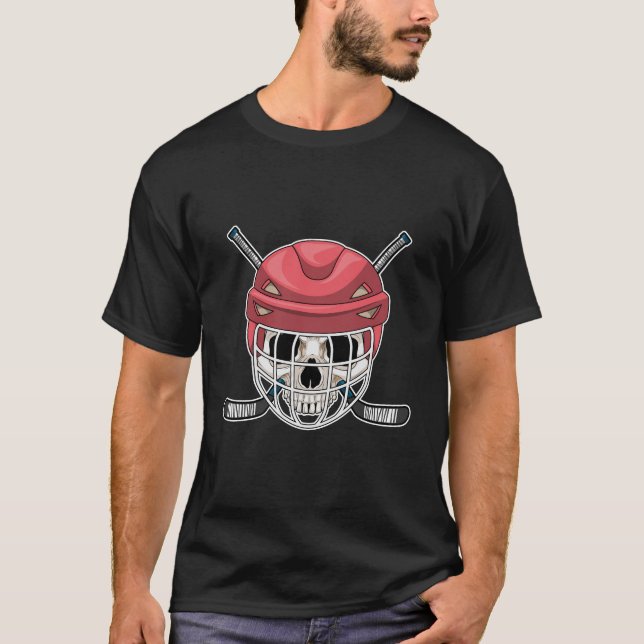 T-shirt Hockey sur glace crâne bâton de hockey sur glace (Devant)