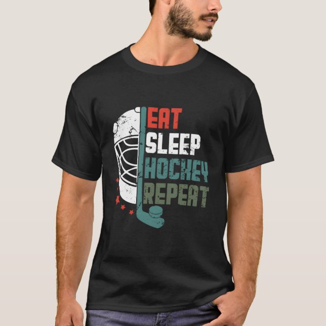 T-shirt Hockey sur glace Mange Dormir Hockey Répéter Hocke (Devant)