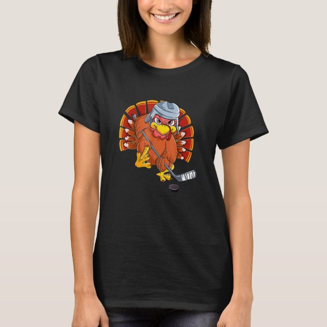 T-shirt Hockey sur glace Thanksgiving Turquie Jouer de hoc (Devant)