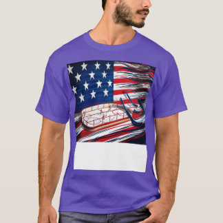 T-shirt Hockey sur glace vintage 4 juillet Hommes USA Amer