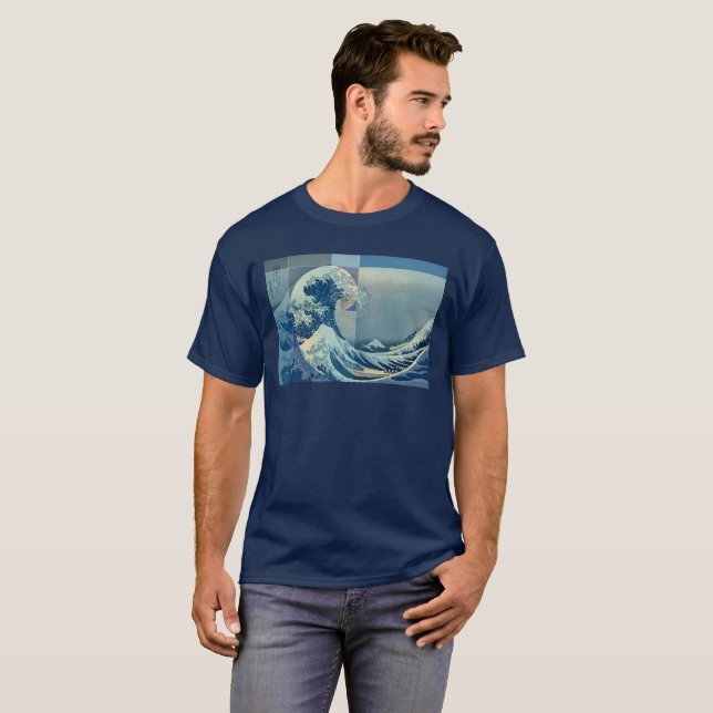 T-shirt Hokusai rencontre Fibonacci, rapport d'or (Devant entier)