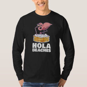 T-shirt Hola Beach Flamant rose de plage d'été Lunettes de