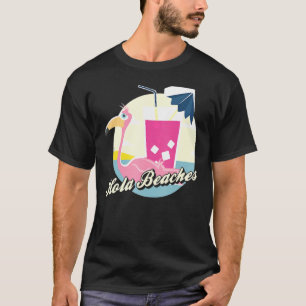 T-shirt Hola Beach Funny Summer Beach Flamant rose Sunglas