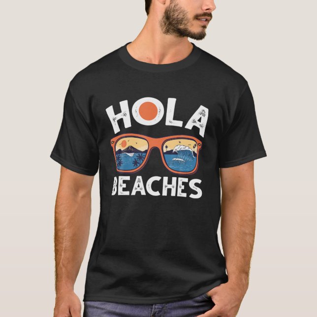 T-shirt Hola Beach Lunettes de soleil Palm Tree Retro Styl (Devant)