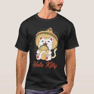 T-shirt hola kitty mexicaine taco mangeur chat